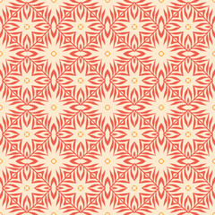 Vector seamless pattern with stylized tropical leaves and flowers