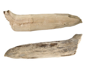 Wooden splinter or piece of bark isolated on white background. Item for mock up, scene creator and other design.