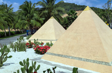 view front side of pyramids Egypt