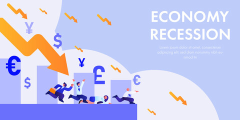 Concept economy recession vector illustration.