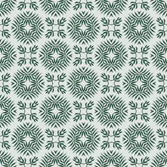 Vector seamless pattern with stylized tropical leaves and flowers