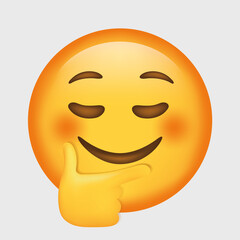 Vector thinking emoji. Smiling face. Happy. Cute emoticon isolated on white background.