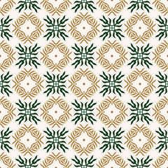Fototapeta premium Vector seamless pattern with stylized tropical leaves and flowers
