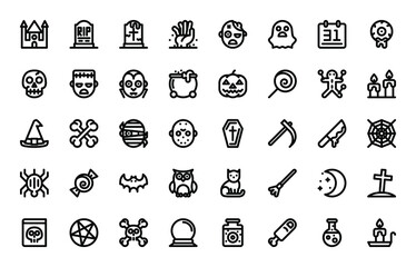 Halloween Basic Outline Icons set