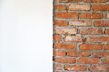 Wall with bricks and plaster and lime