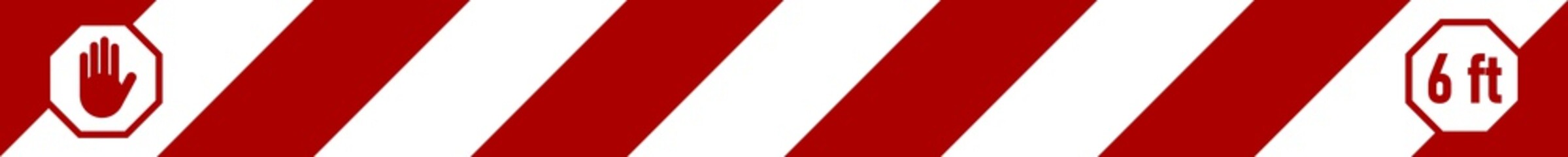 Stripes Floor Marking Security Sticker Tape 6 ft or 6 Feet Icon with an Aspect Ratio of 10:1. Vector Image.
