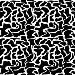 Vector seamless background of black spots of indefinite form. Many shapeless elements fill the whole space. Use pattern it as a background for the design of a social network or magazine
