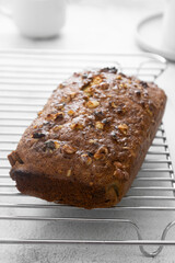 Carrot bread or cake with whlograin flour. Healthy pastry.