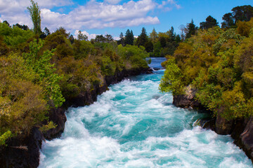 Huka falls on the Waikato River. Taupo, North island of New Zealand