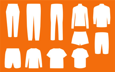 Iconos de pantalones y camisetas, vector, ilustración de ropa