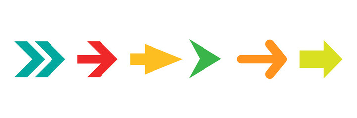 Arrows color set icons. Arrow collection vector illustration isolated on white.