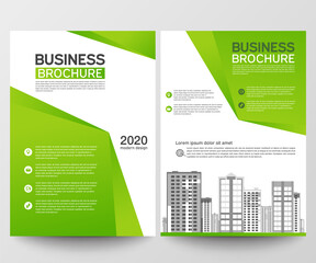 Business brochure flyer design template. Annual report. Leaflet cover presentation abstract geometric background, modern publication poster magazine, layout in A4 size. Set. Green. Vector eps10