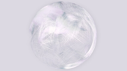 Lovely bright 3D sphere with beautiful fluid hair, dynamic lines or fishing line abstraction