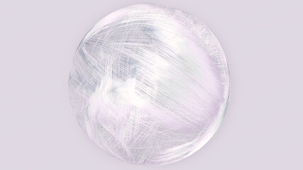 Lovely bright 3D sphere with beautiful fluid hair, dynamic lines or fishing line abstraction