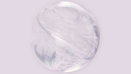 Lovely bright 3D sphere with beautiful fluid hair, dynamic lines or fishing line abstraction
