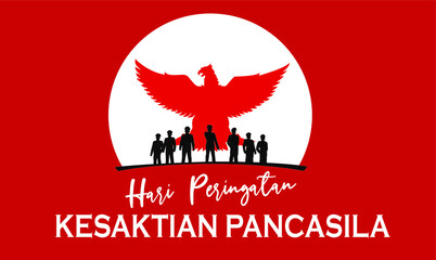 Indonesian Holiday Pancasila Day Illustration. Translation: October 01st, The Teks wrote with the Indonesian Language with translation: Happy Pancasila day.
