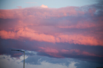 Beautiful magnificent clouds at sunset in the sky