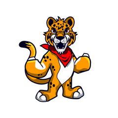 cartoon mascot yellow cheetah roar 