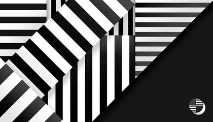 Striped background. Black and white pattern. Vector illustration