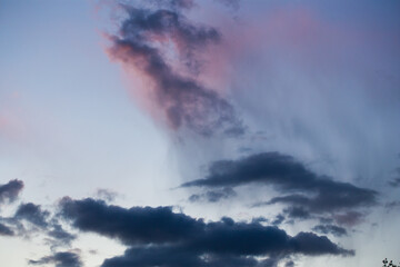 Beautiful magnificent clouds at sunset in the sky