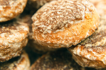close up of a lot of gingerbread