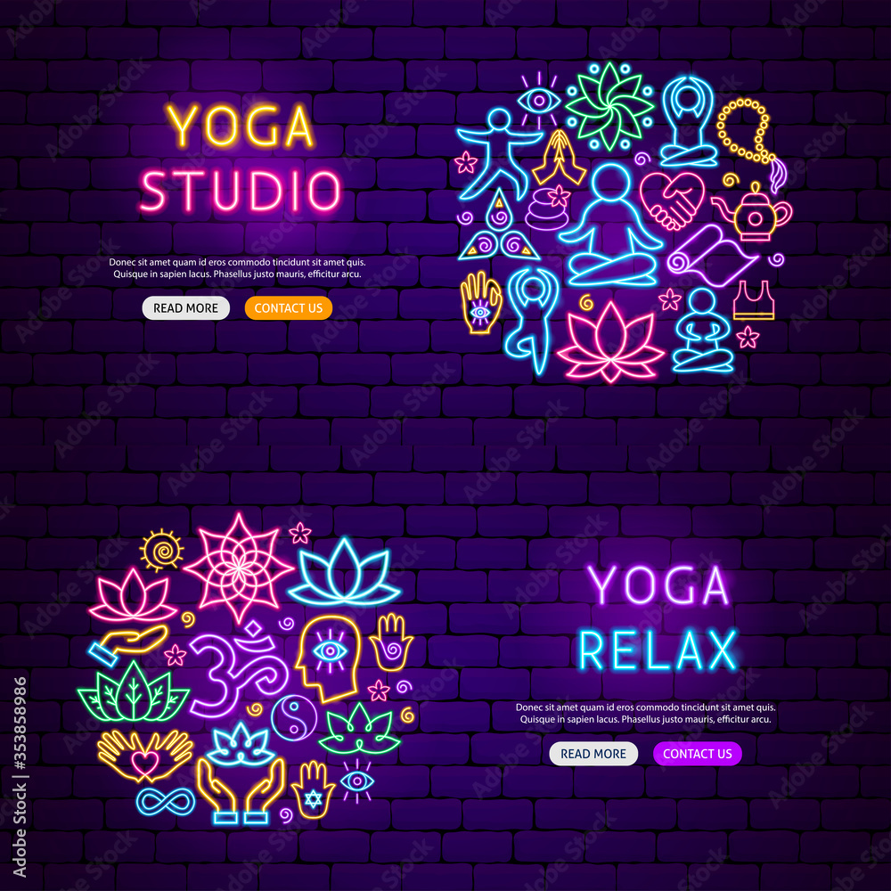 Canvas Prints yoga neon banners