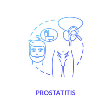 Prostatitis concept icon. Mens health problem, common urological disease idea thin line illustration. Prostate gland inflammation, infection. Vector isolated outline RGB color drawing