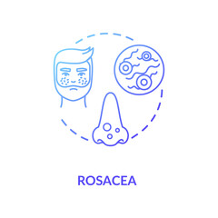 Rosacea concept icon. Mens healthcare problem, facial skin redness idea thin line illustration. Face pimples, acne, dermatological illness. Vector isolated outline RGB color drawing