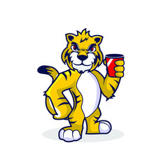yellow tiger drinking a freshdrink