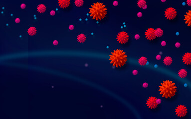 Ilustración de muchos virus covid-19 por el espacio sideral. Coronavirus.