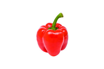 Red bell pepper on white background, one sweet bell pepper, close up. Food concept, Paprika. Pepper red. Bell pepper, Fresh organic bell peppers, Healthy vegetables, Can be used to cook many menus