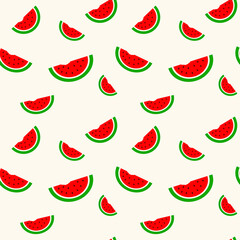 Watermelon fruit slice flat icon vector seamless pattern