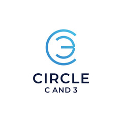 Modern design logo with a combination of the letter C symbol and number 3
