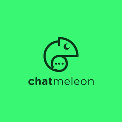 Modern logo design with a combination of chameleon symbols and bubble chat © sore.studios