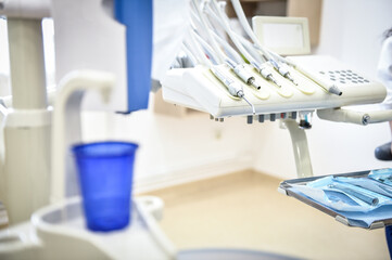 Sterilized medical equipment inside a dental clinic during the corona virus pandemic  