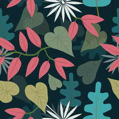 Seamless tropical floral pattern background vector illustration for design
