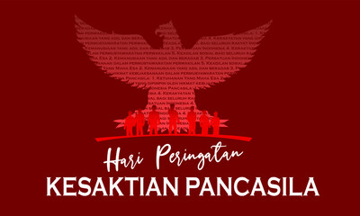 Indonesian Holiday Pancasila Day Illustration. Translation: October 01st, The Teks wrote with the Indonesian Language with translation: Happy Pancasila day.
