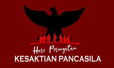 Indonesian Holiday Pancasila Day Illustration. Translation: October 01st, The Teks wrote with the Indonesian Language with translation: Happy Pancasila day.