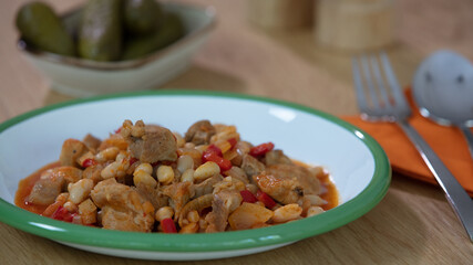 Hot turkish bean stew with a tasty tomato sauce, Turkish Food; Kuru Fasulye..