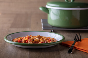 Hot turkish bean stew with a tasty tomato sauce, Turkish Food; Kuru Fasulye..