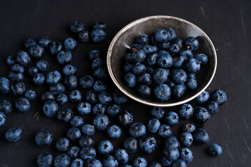 Blueberry antioxidant organic superfood in ceramic bowl concept for healthy eating and nutrition