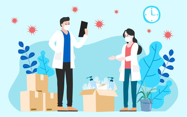 Humanitarian Support, concept of charity and donation. Give and share your love to people. Volunteering vector illustration. 