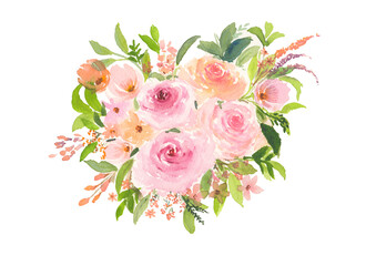 bouquet of roses. Watercolor illustration.