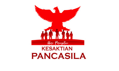 Indonesian Holiday Pancasila Day Illustration. Translation: October 01st, The Teks wrote with the Indonesian Language with translation: Happy Pancasila day.