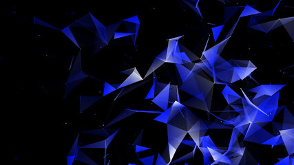 Abstract polygonal space with dots and lines. Connection science background. Triangular business wallpaper. 3d rendering