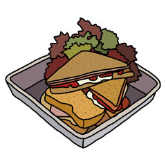 Club sandwich with salad