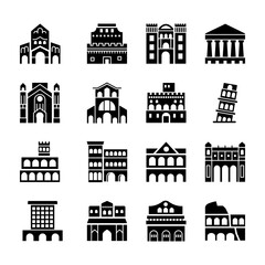 Obraz premium Pack Of Italy Rome Landmarks Icons 