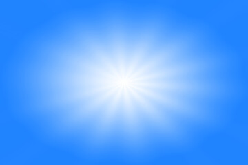 Sunburst lighting on blue clear sky, nature background
