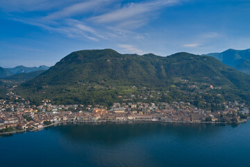 Naklejka na ściany i meble Aerial view of the city of Salò, Lake Garda, Italy