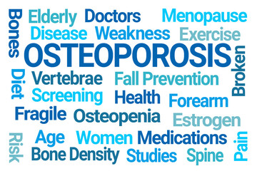 Osteoporosis Word Cloud on White Background
